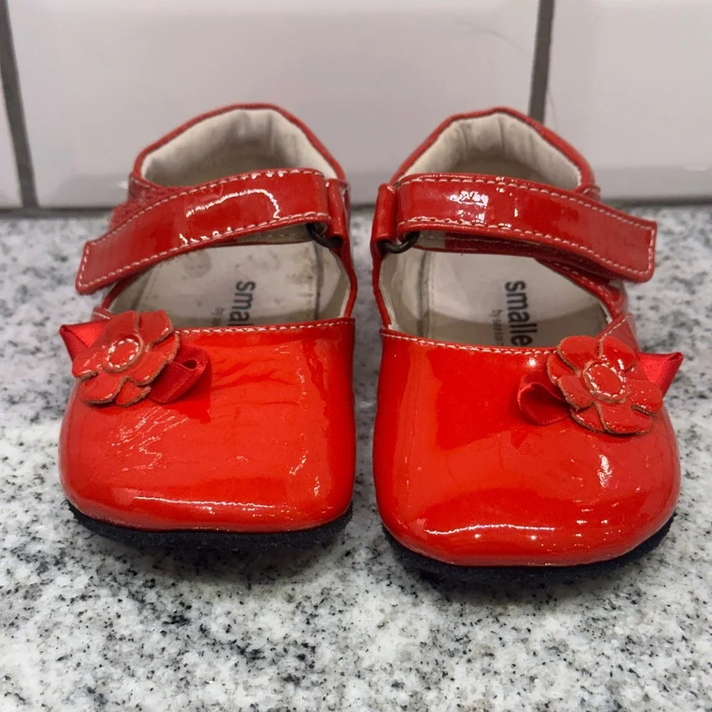See Kai Run Smaller Red Patent Leather Flower Mary Jane Baby Toddler Shoes 12-18